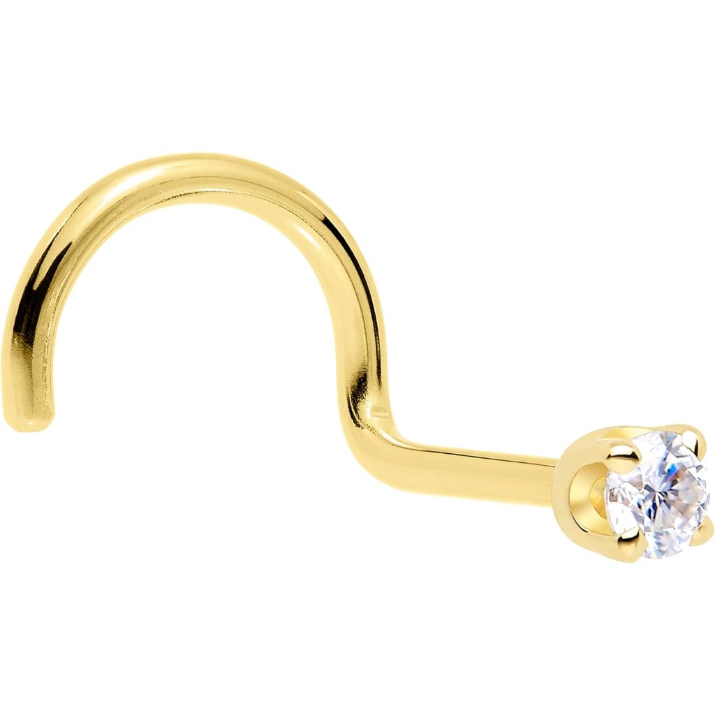 14k Solid Gold Nose Ring Studs - 2mm Lab Grown Diamond Created By Masterjeweler